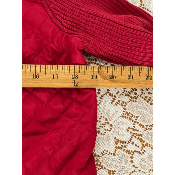 Vintage Y2K Croft & Barrow Red Sweater Cardigan Front Zip Knit Jacket Top PM - Picture 7 of 8